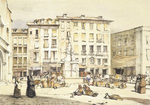 ラプエルタデルソル、マドリード、チャールズジョセフハルマンデル（1789〜1850）によって彫刻された「スペインのスケッチ」から、1836年に出版 作： John Frederick Lewis